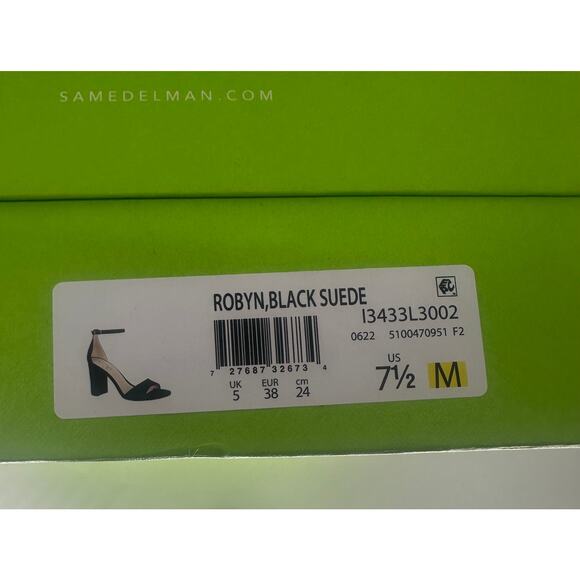 Sam Edelman Robyn Black Suede Block Heel Sandals - Size 7.5M - Picture 7 of 7